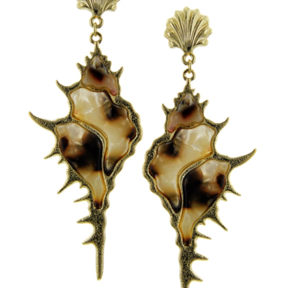 Gold Tone Seashell Earrings